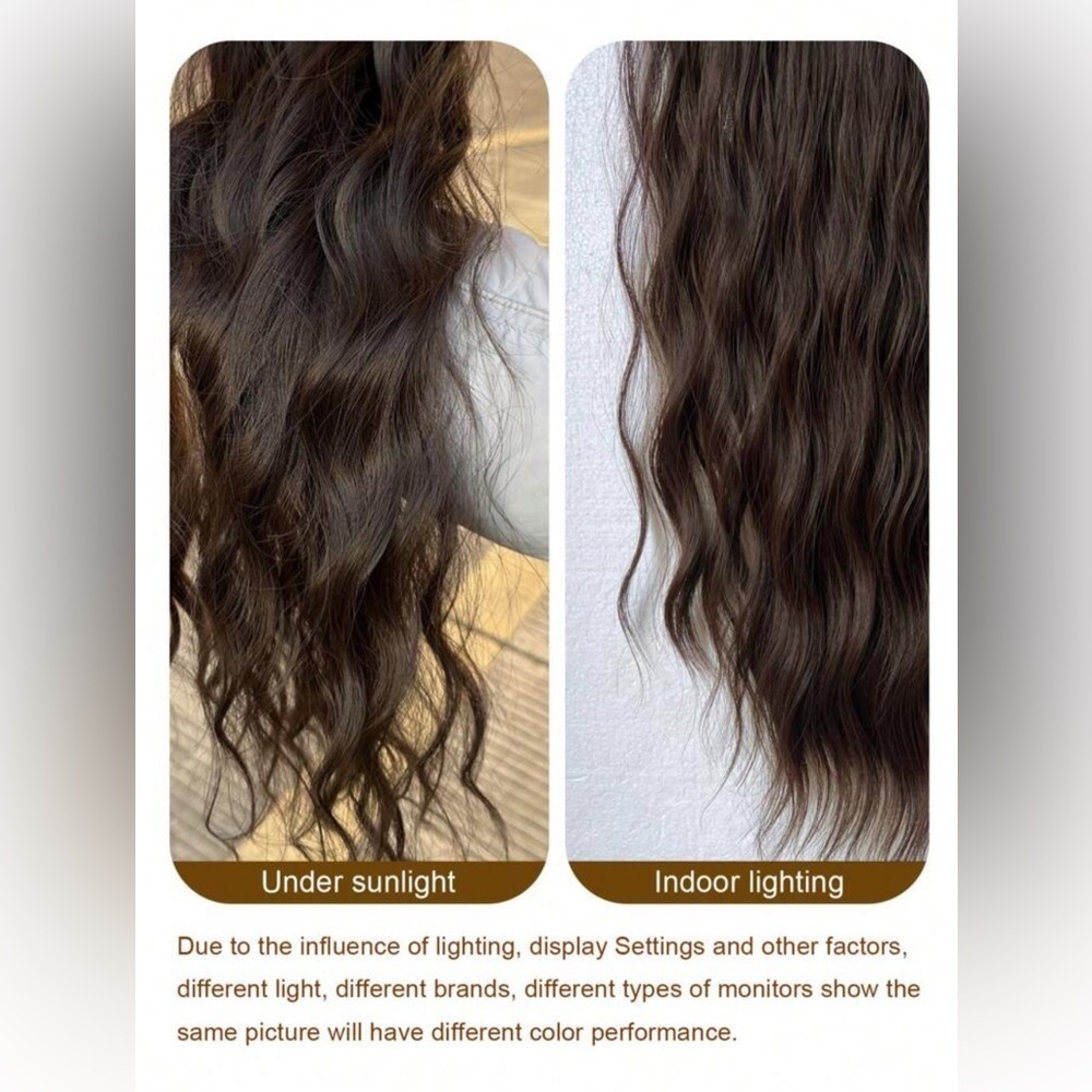 Dark Brown Clip in hair extensions 22 in Water Wave hair - Picture 11 of 14